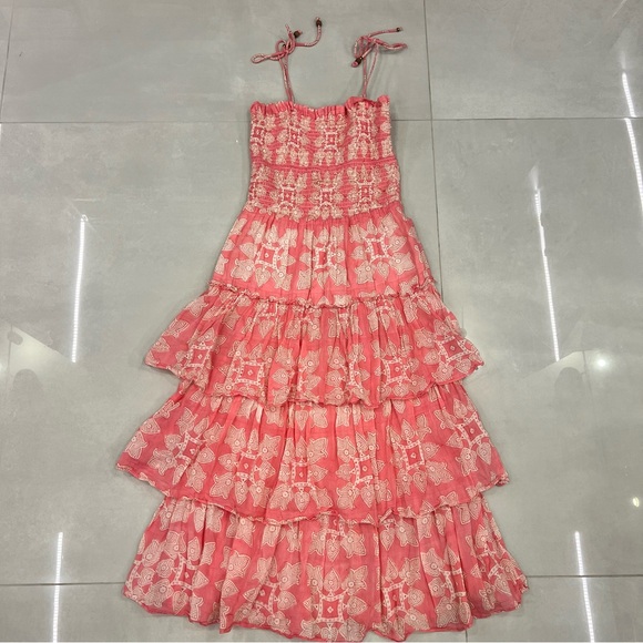 OLIPHANT WOMEN'S TIE STRAP SMOCKED MIDI DRESS - Picture 4 of 6